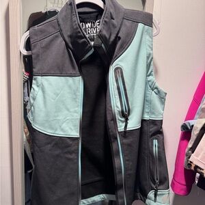Women's Gray and Blue Vest